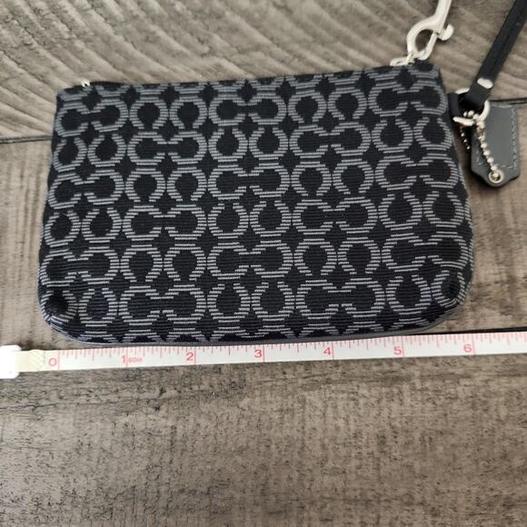 Coach Signature Maison Op Art Black Gray Clutch Wristlet with Strap Needlepoint - Picture 6 of 8